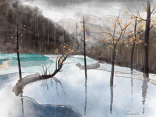 《九寨沟》（个人主页-ZNDgyOTI3ODQ=） - 创作习作 - 站酷设计师YILAGUANHEFAN原创素材 - 站酷ZCOOL