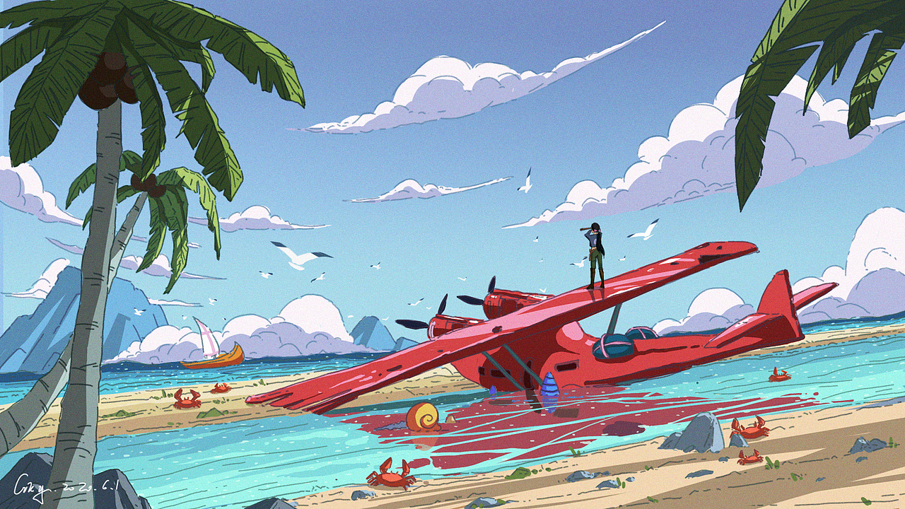 海滩坠落（图ZMjM0MjI3NDk2） - 创作习作 - 站酷设计师Gky2324原创素材 - 站酷ZCOOL