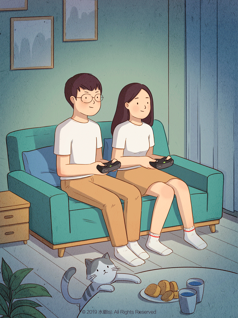 两人世界-动态插画（图ZMTgxNTI4MTky） - 艺术插画 - 站酷设计师水爺lsl原创素材 - 站酷ZCOOL