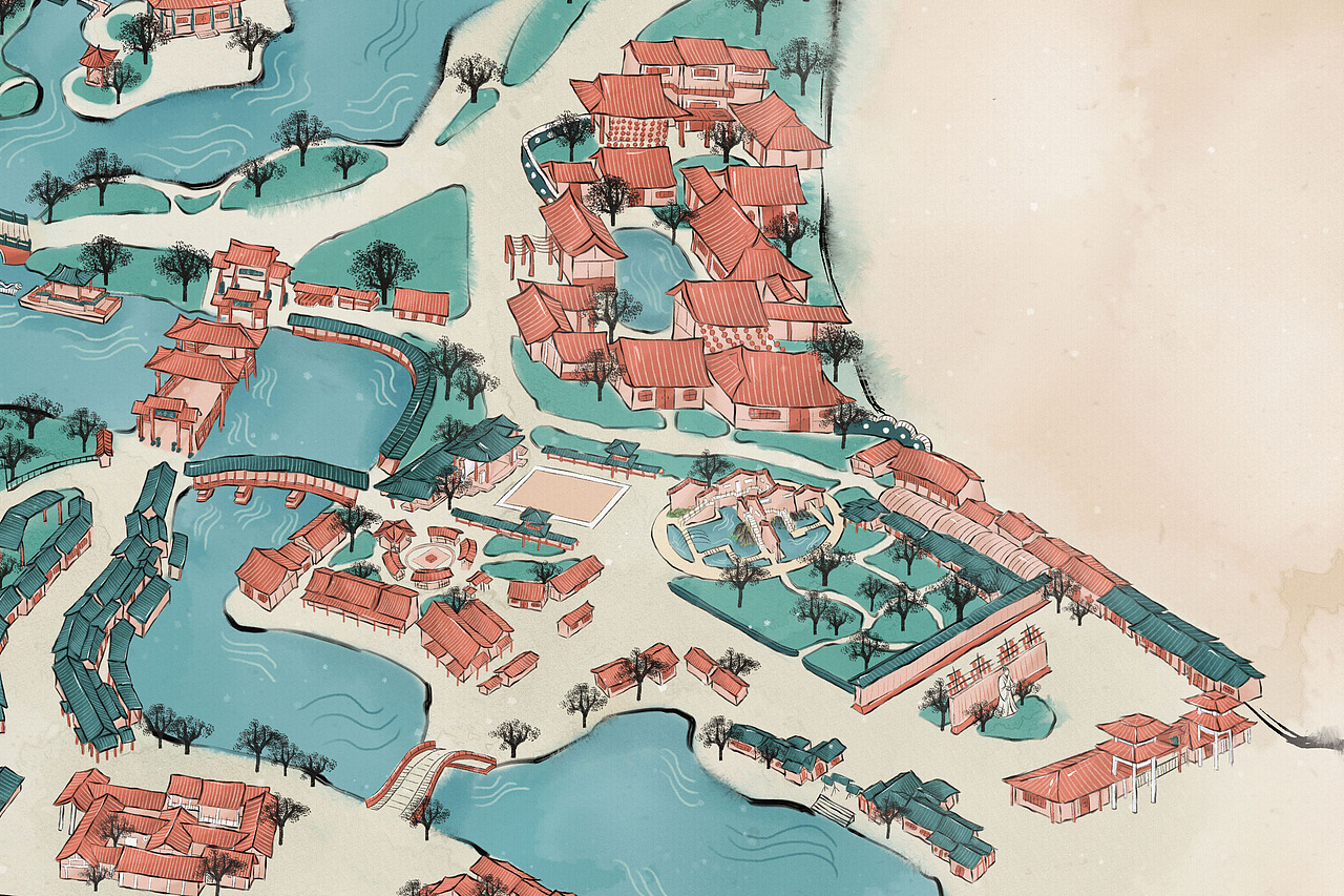 开封清明上河园手绘地图（图ZMjI2MTU0MDky） - 商业插画 - 站酷设计师布偶玛卡原创素材 - 站酷ZCOOL