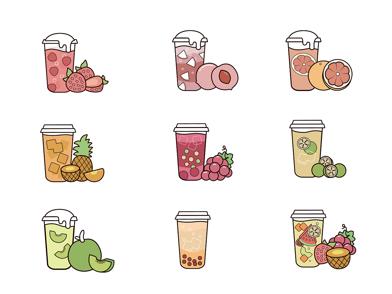 果茶菜单插画设计