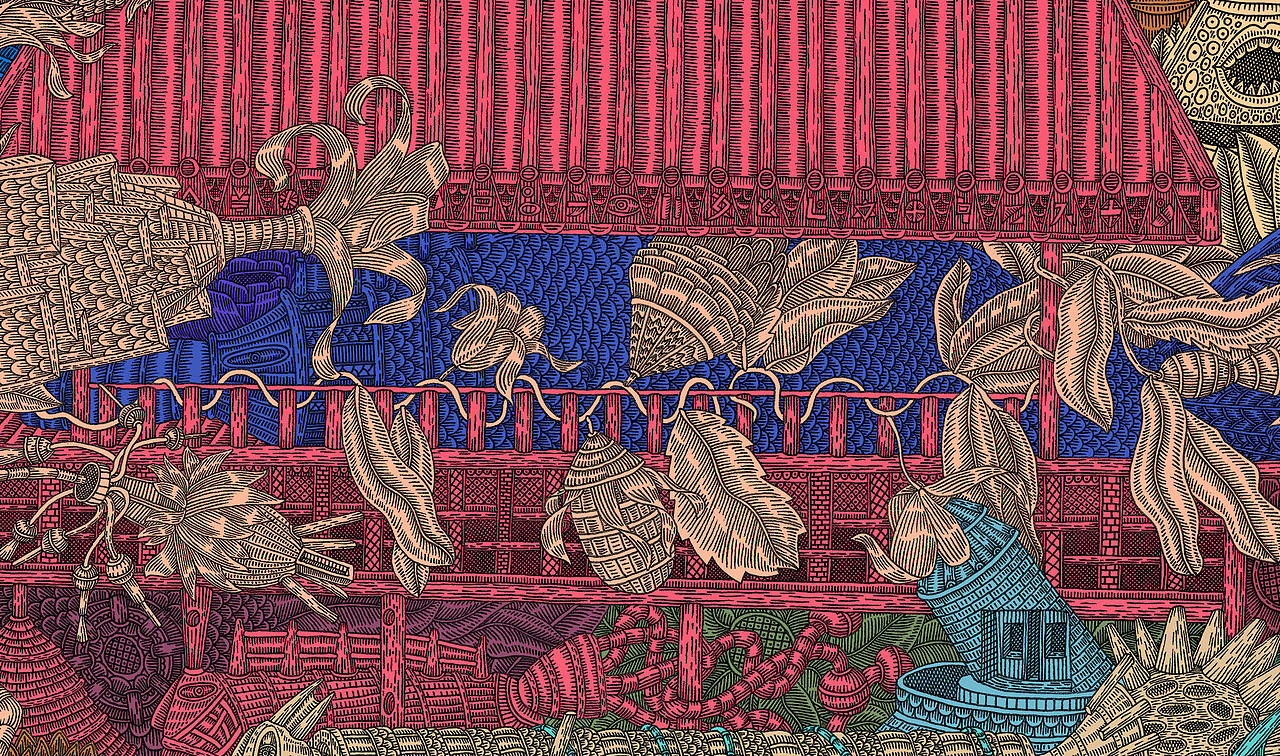 《山海经》·长卷·花缚(图ZMTUyODQxNTY0) - 艺术插画 - 站酷设计师八月李插画原创素材 - 站酷ZCOOL