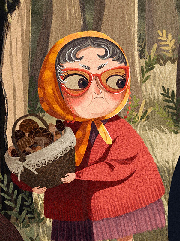 采香菇的老婆婆和假装采蘑菇的老巫婆|插画|儿童插画|hb侯滨 - 原创