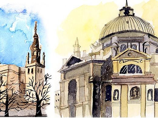 给KING和纸胶带社团画的复古教堂胶带图