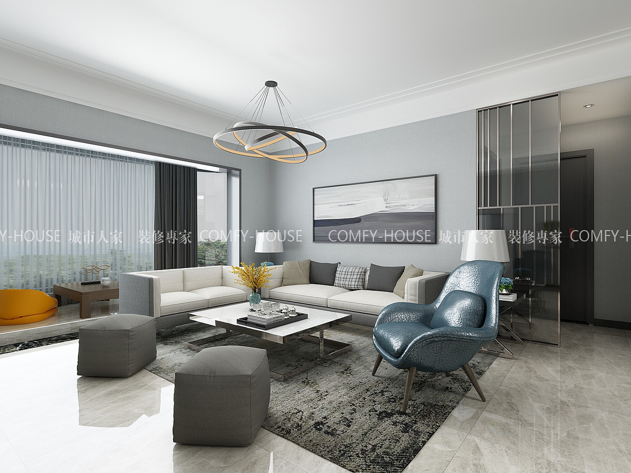 龙泉壹号现代简约风格装修——济南城市人家装饰