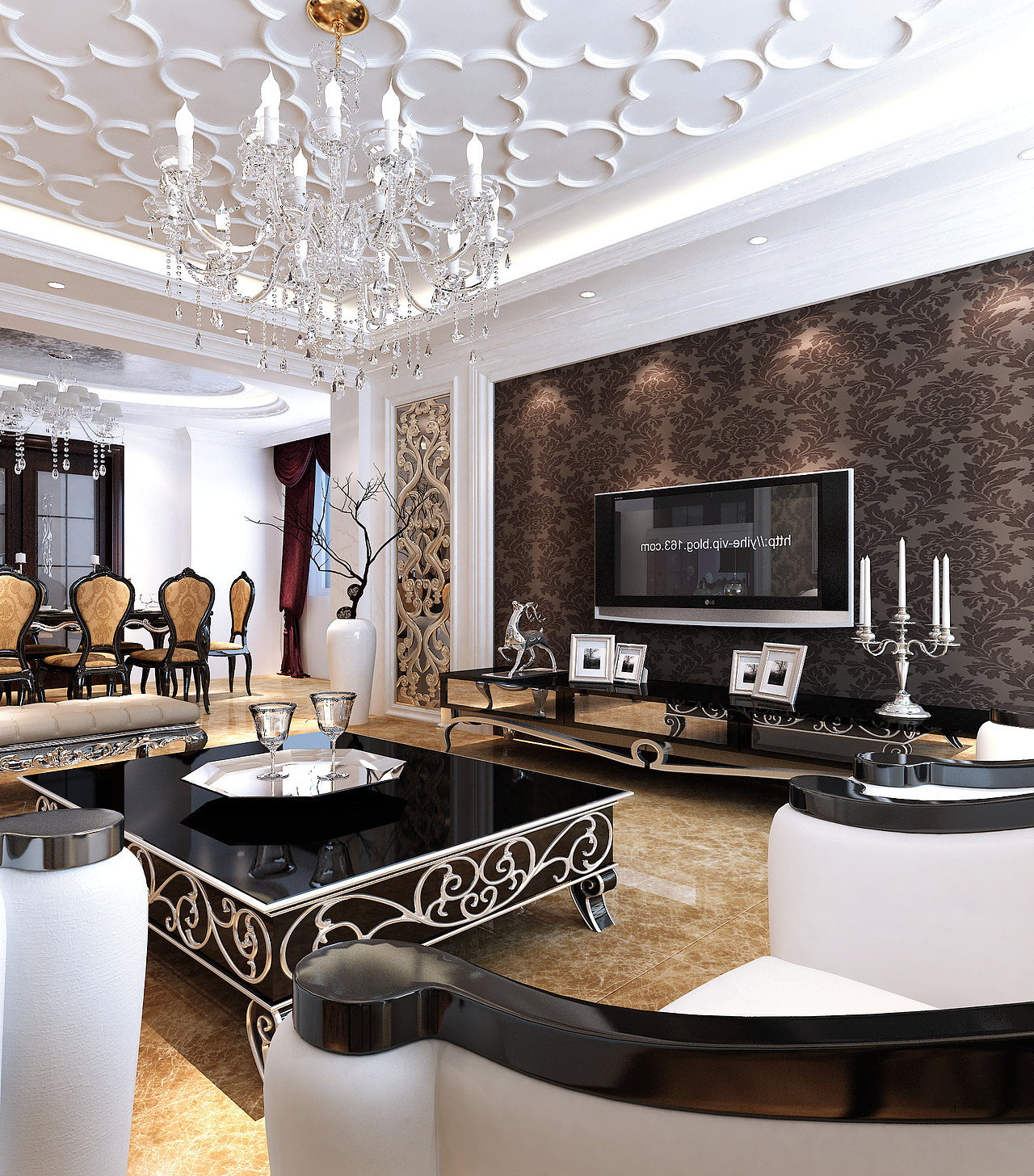 盘锦楚航装饰《霞光府学府院》160平简欧风格装修案例