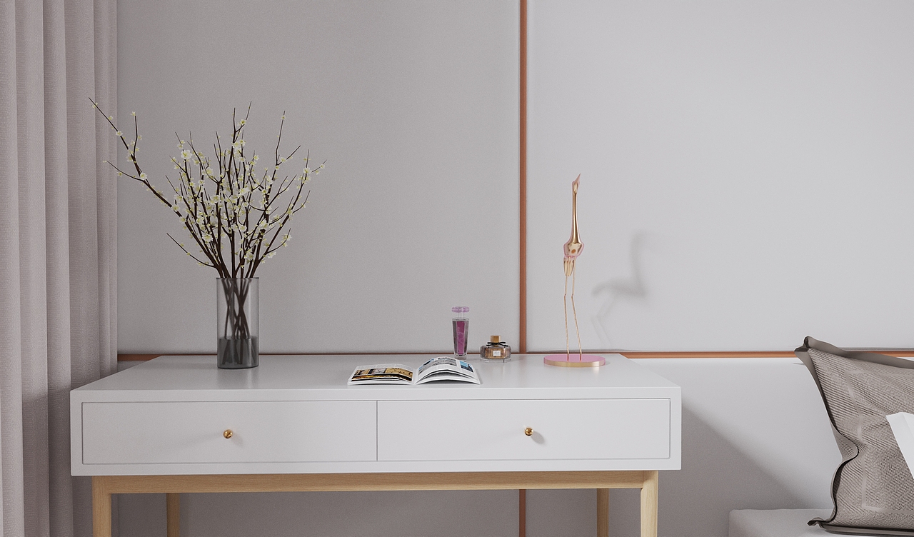 keyshot渲染素材简约卧室小场景