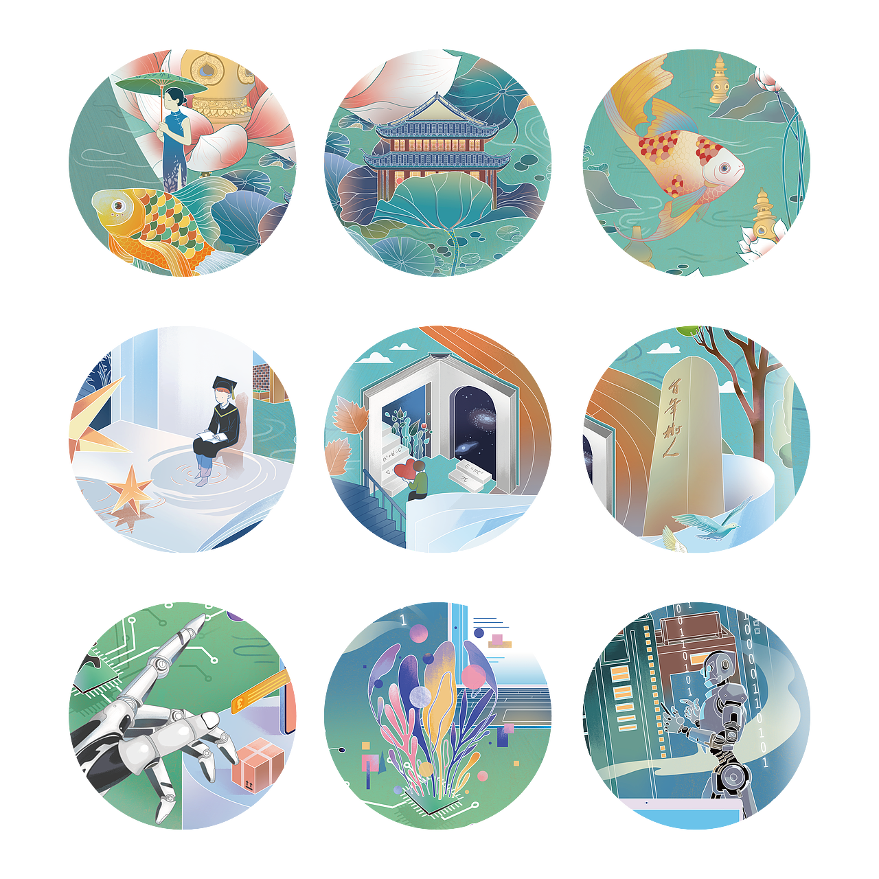 滨江中铁建·古翠蓝庭 手绘海报（图ZMjkwNDgwMDky） - 商业插画 - 站酷设计师Aloe阿噜原创素材 - 站酷ZCOOL