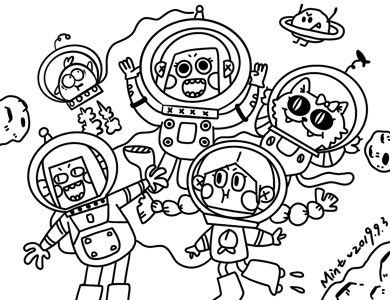 陪桃桃小朋友去太空耍一下（图ZMTc0OTMyNzk2） - 儿童插画 - 站酷设计师薄荷大王原创素材 - 站酷ZCOOL