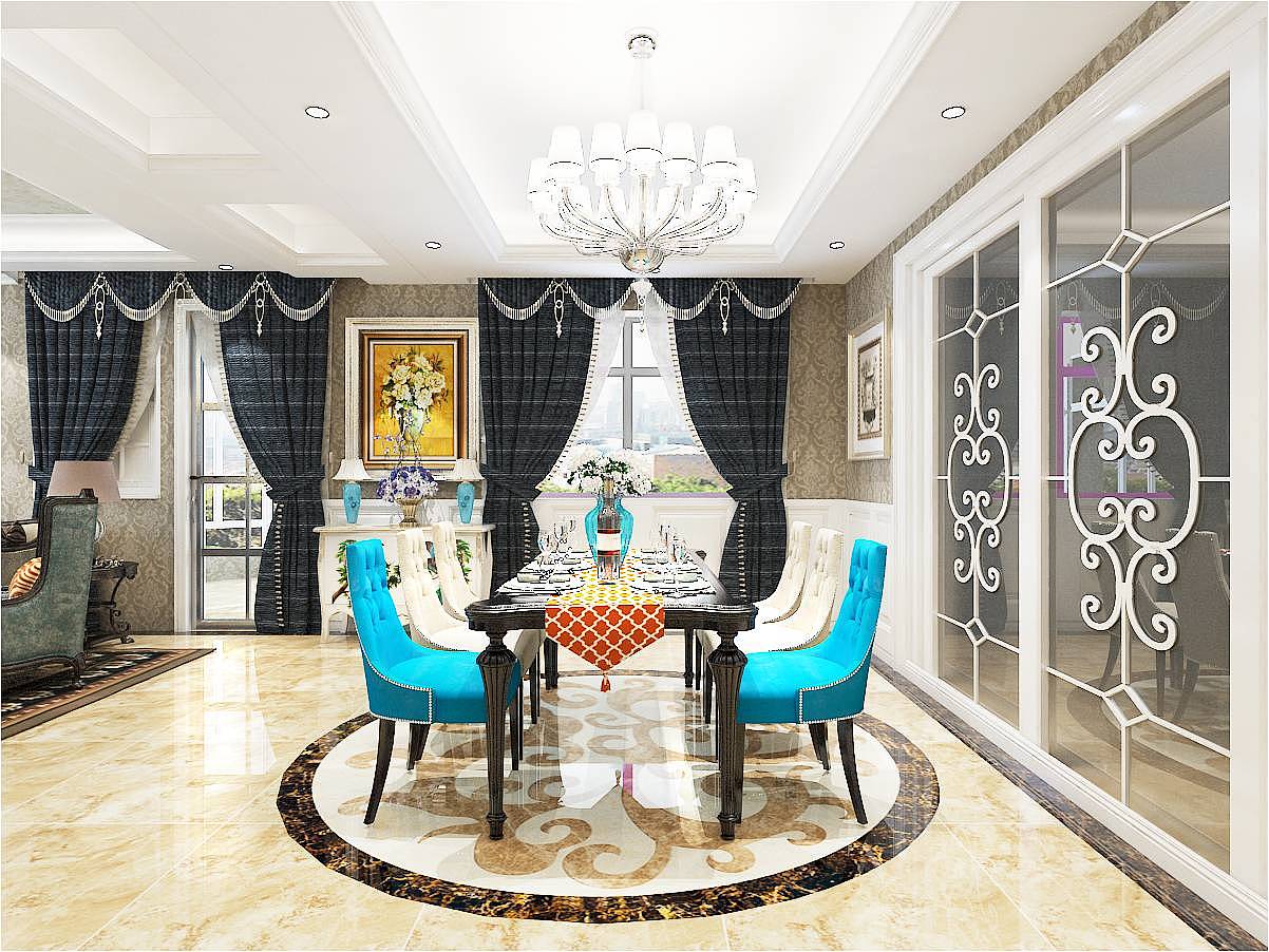 石家庄装修公司-金舍装饰-天山九峯175平米装修效果图-新古典欧式