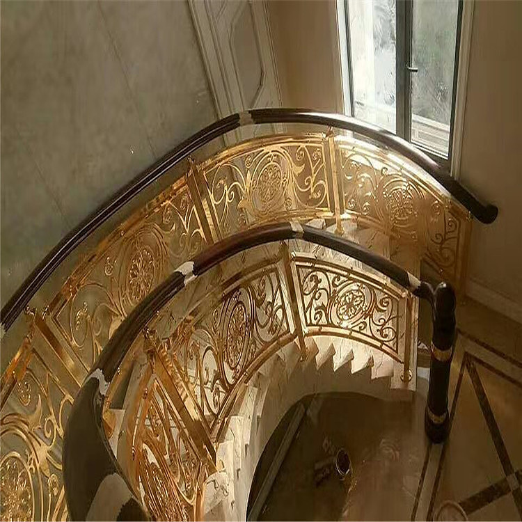青海酒店旋转楼梯铝雕花护栏众钰定制