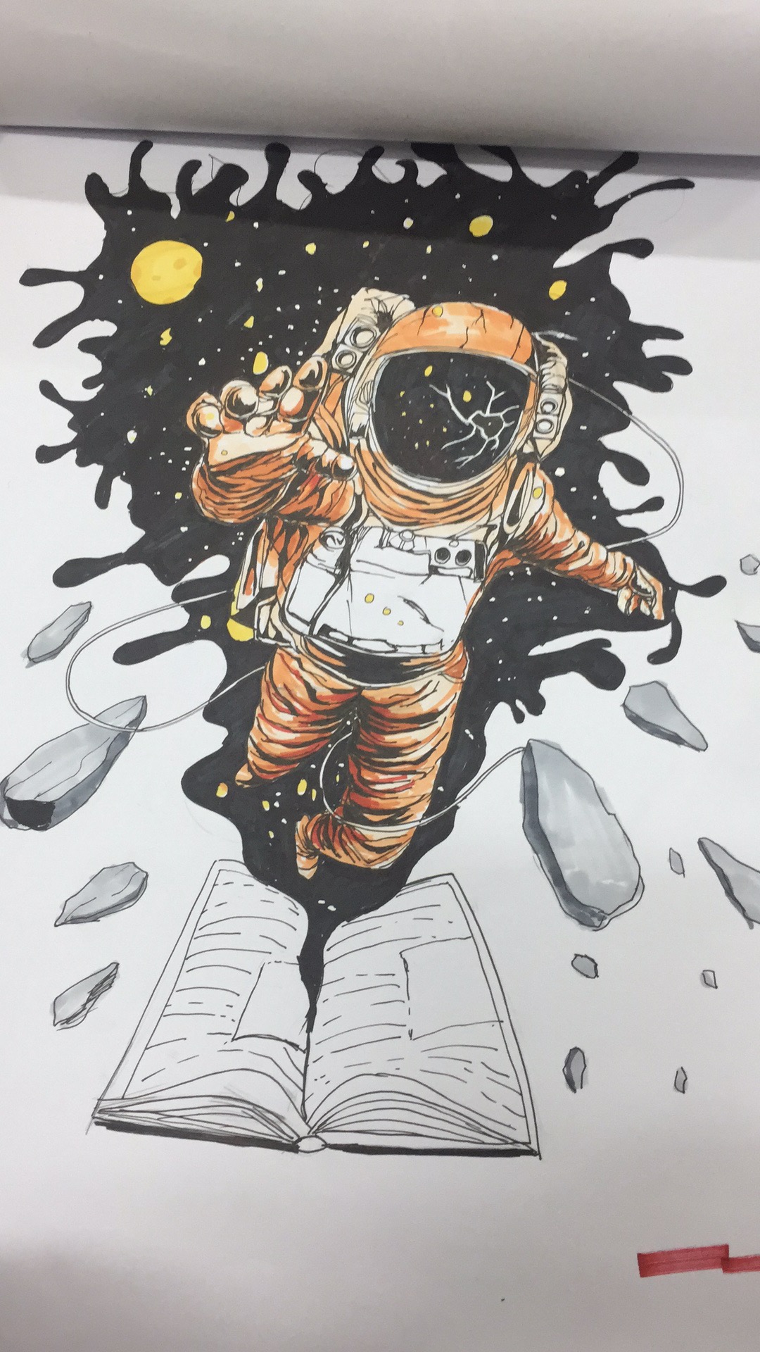 宇航员水粉画图片