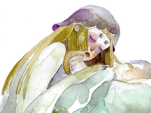 「听花说」 水彩插画