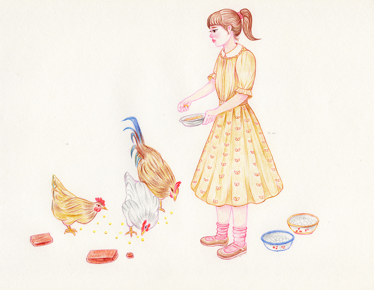 手绘乡村女孩日常_立羽damon-站酷zcool