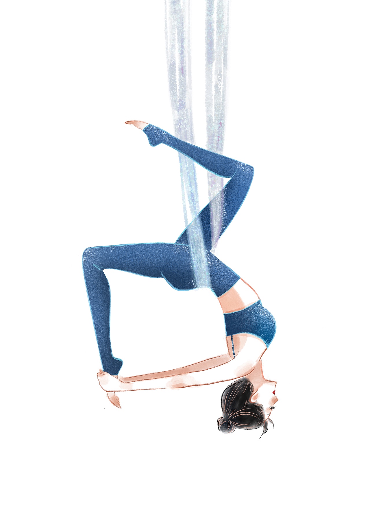 原创插画 | 唯美 空中瑜伽