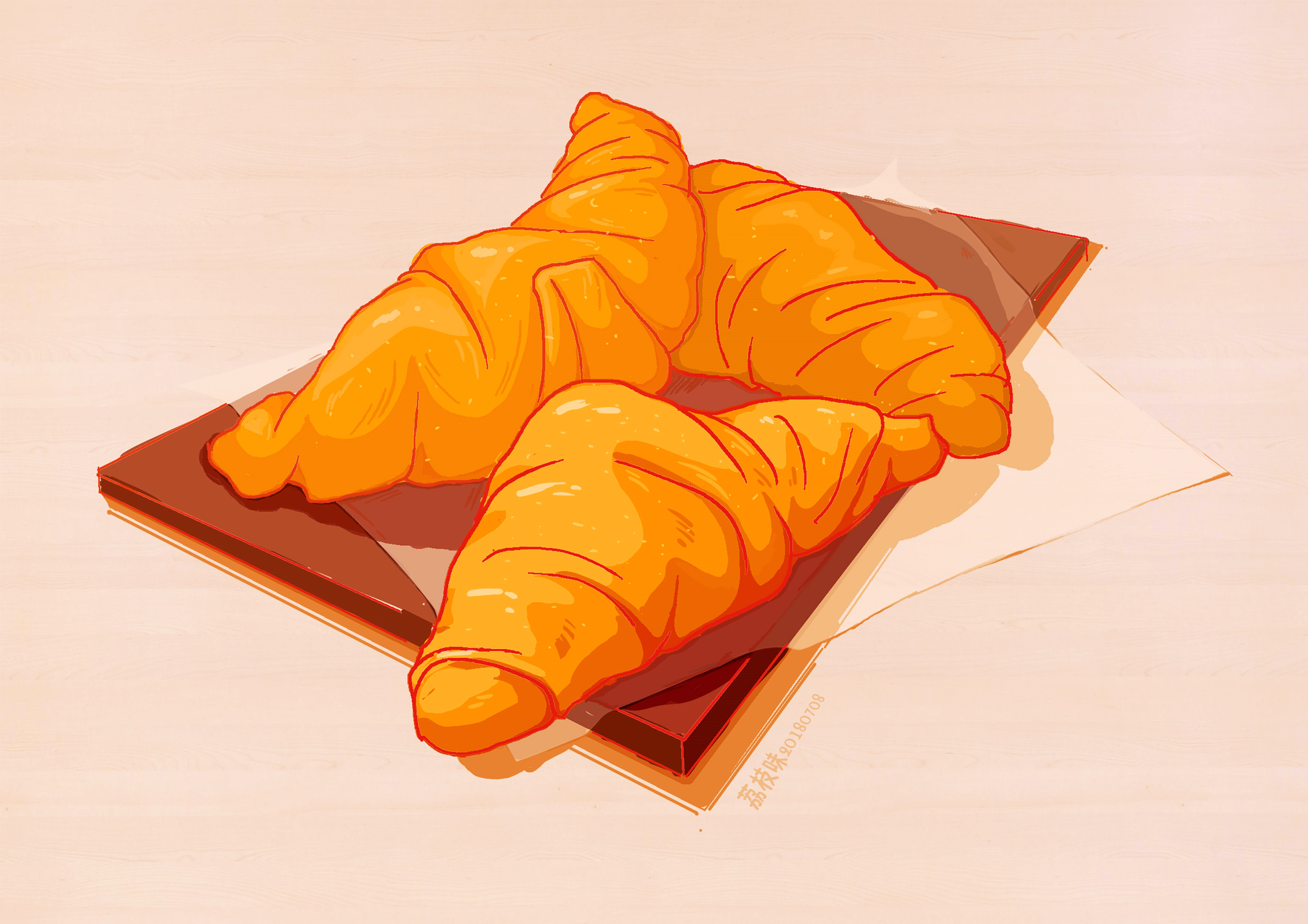 插画创意美食面包饺子
