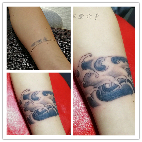浪花手环纹身金左堂纹身 盖疤痕 修改纹身河南纹身