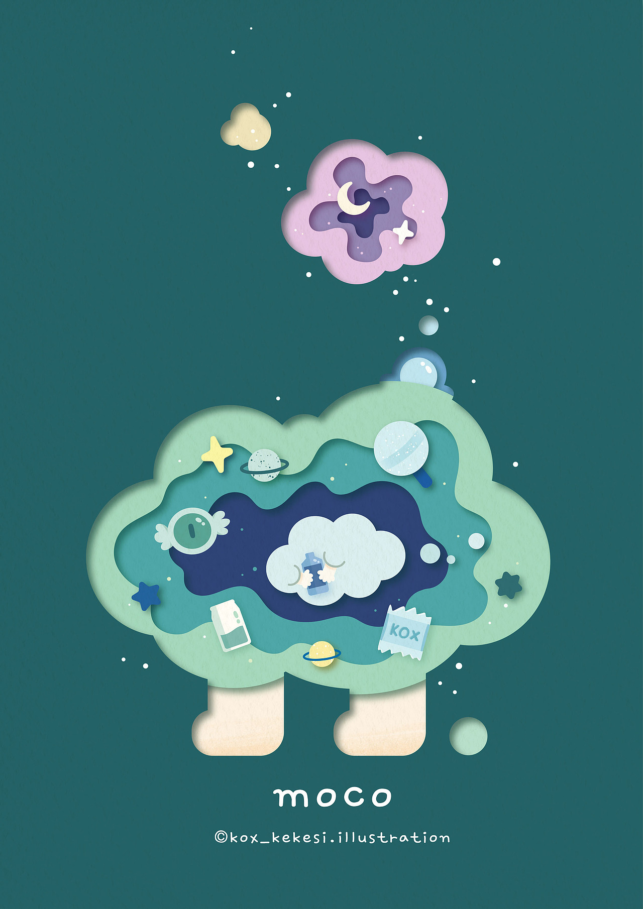 Moco藏着小小宇宙（图ZMjE0OTc1ODUy） - 新锐潮流插画 - 站酷设计师Kox豪烁郎原创素材 - 站酷ZCOOL