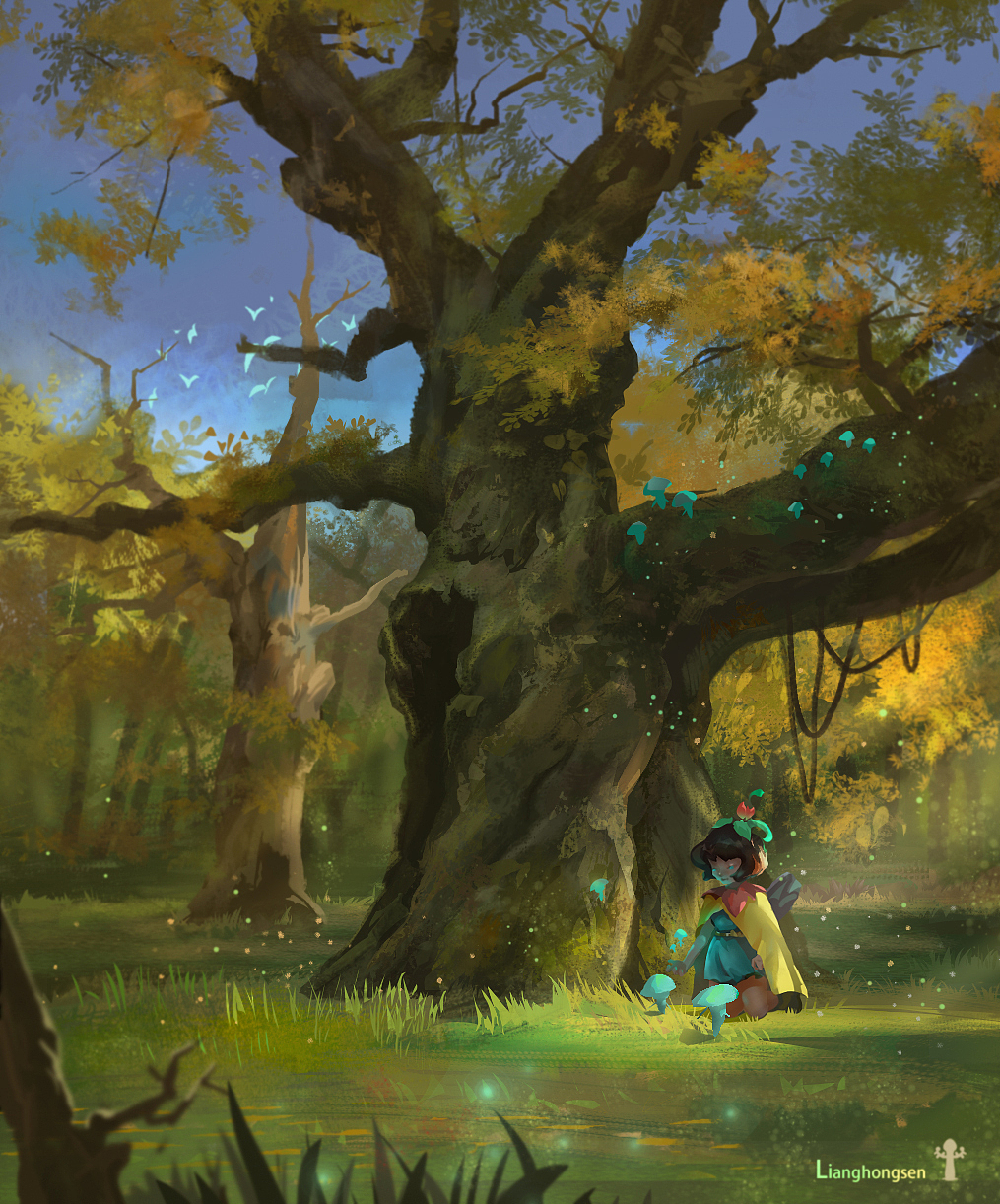 树林女法师|插画|游戏原画|兴巴_原创作品-站酷zcool