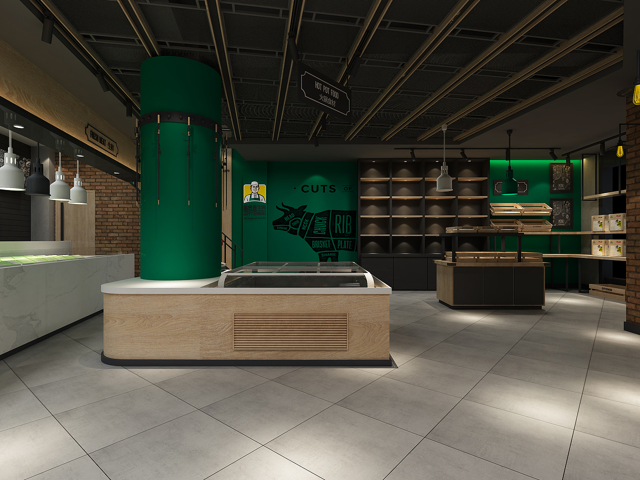 云顶创意案例：赵合盈牛肉品牌设计—店面空间设计（图ZMTQyMDE4NjY4） - 家装设计 - 站酷设计师云顶创意原创素材 - 站酷ZCOOL