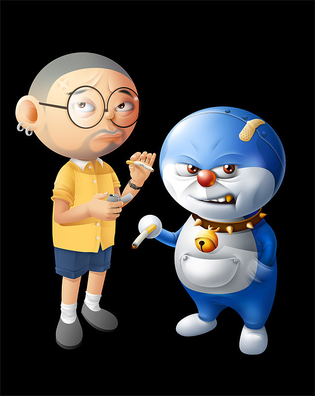 两个老画，机器猫和火屁眼（图ZMzI5MTI=） - 创作习作 - 站酷设计师tubie原创素材 - 站酷ZCOOL