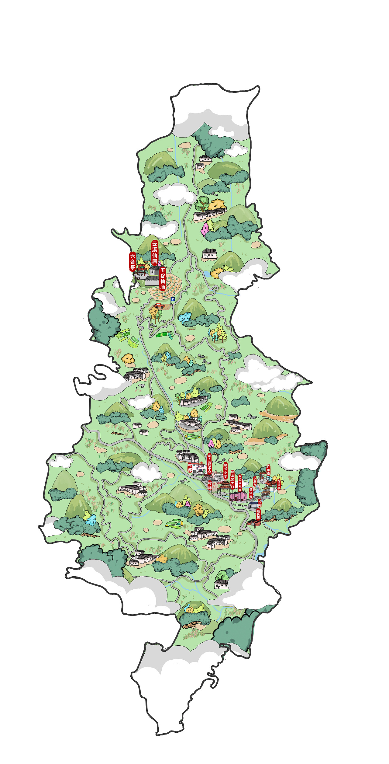 霞拔乡地图手绘