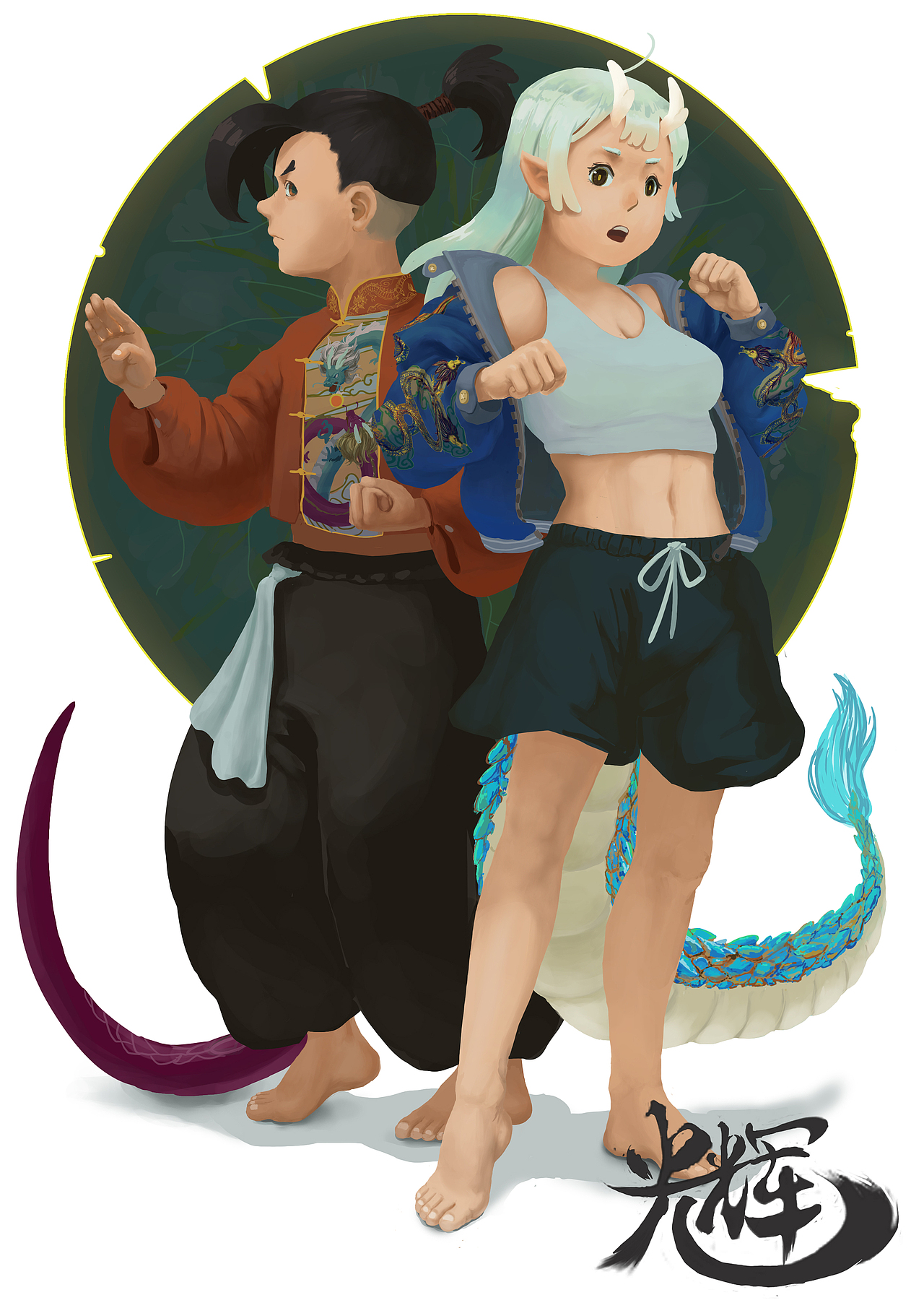 红蜥蜴和青龙（图ZMjA0MDA4ODY4） - 商业插画 - 站酷设计师光辉系我原创素材 - 站酷ZCOOL
