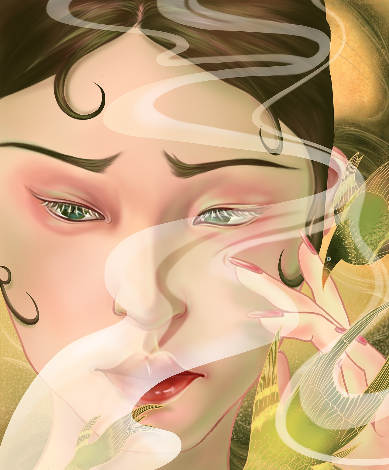 插画 唐妆 古风