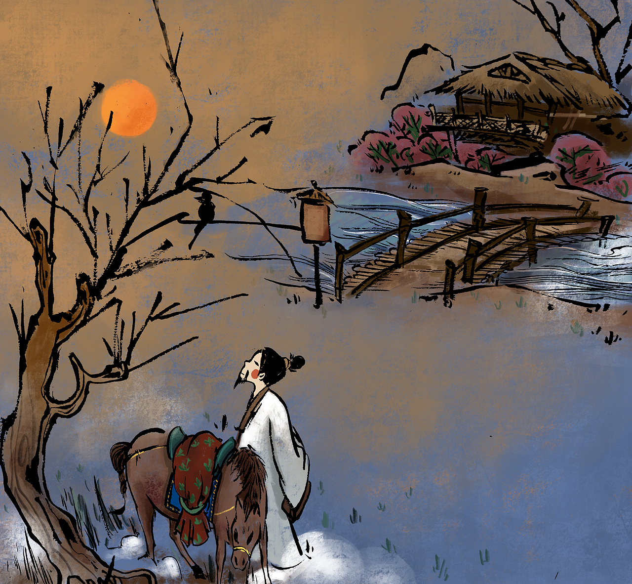 给央视第一动画乐园古诗词插画下