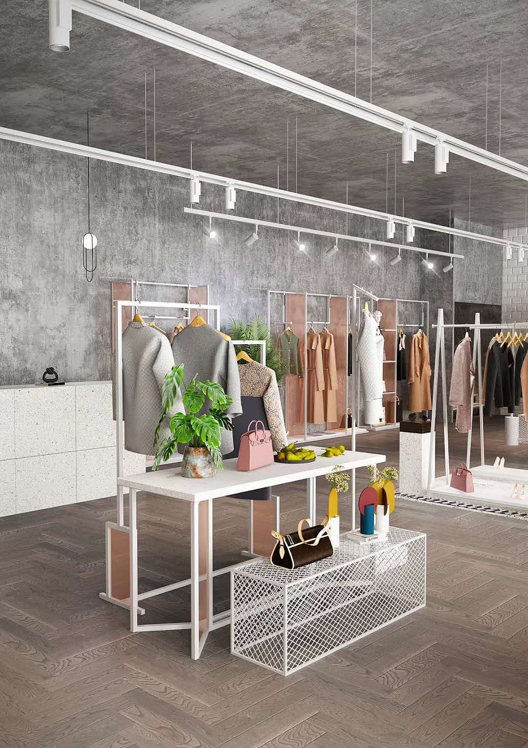 服装店效果,写实简约大气美丽