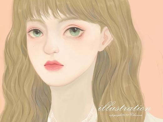 “蜜桃乌龙”——少女人像插画