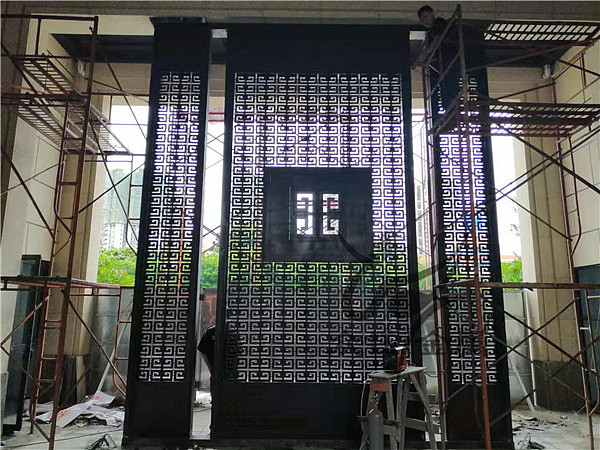 廊架不锈钢雕花镂空屏风格栅售楼处景观屏风装饰