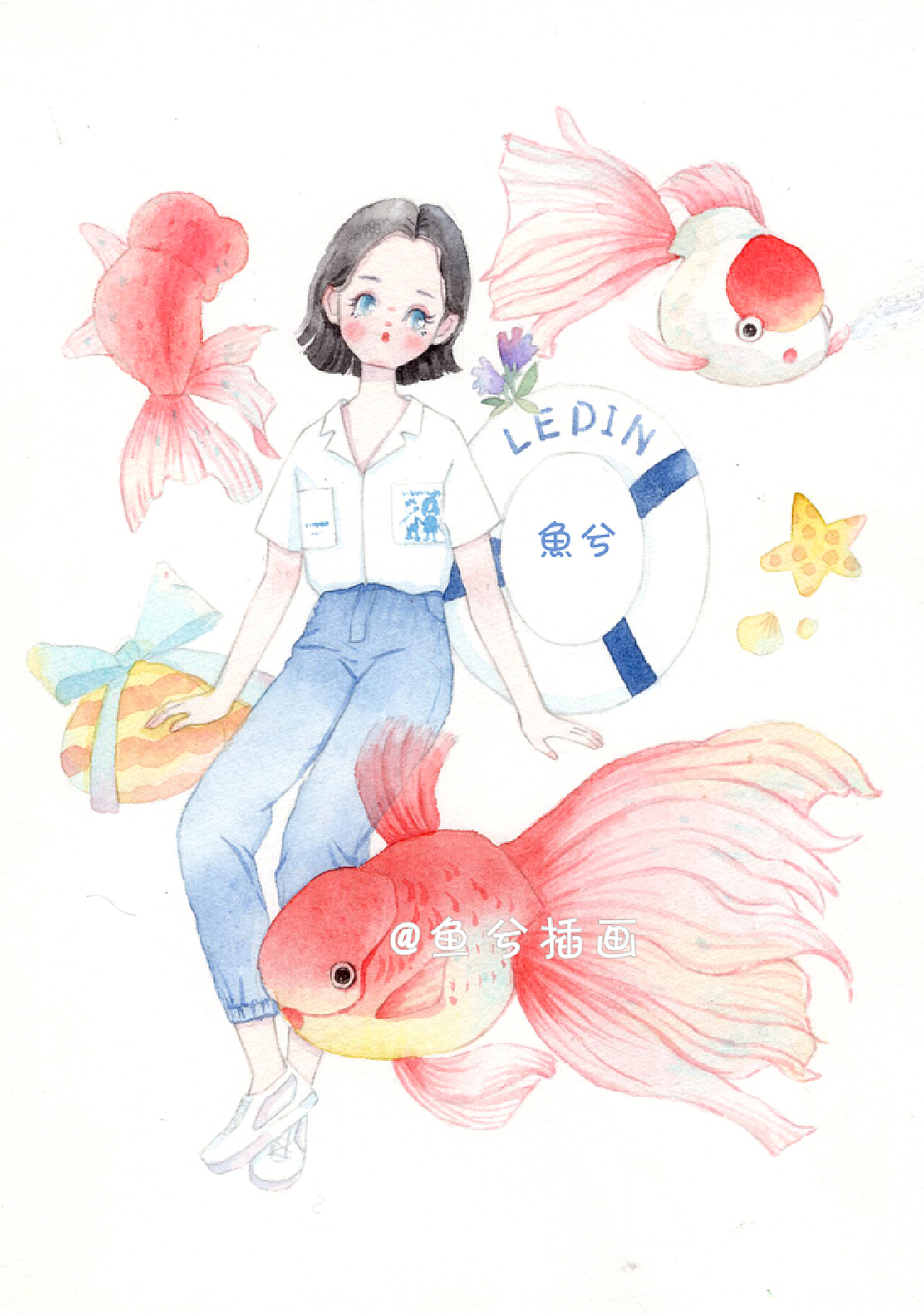 女孩与鱼|插画|商业插画|IronWang - 原创作品 - 站酷 (ZCOOL)