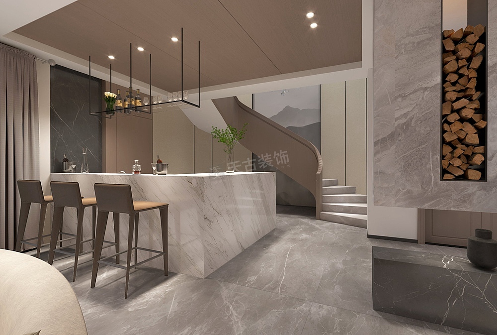 绿城两江御园别墅装修,现代中式风格设计,天古装饰公司