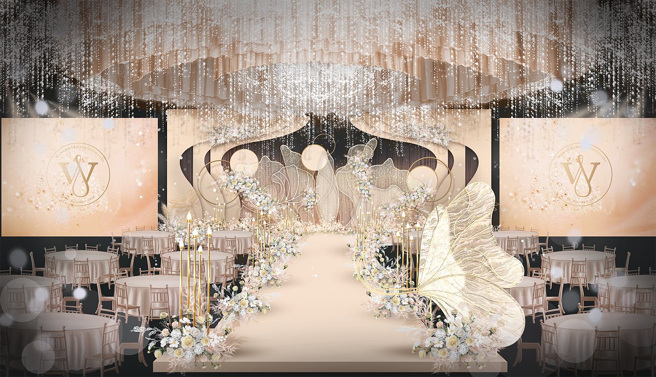 婚礼效果图|香槟色blingbling婚礼|空间|舞台美术|lit