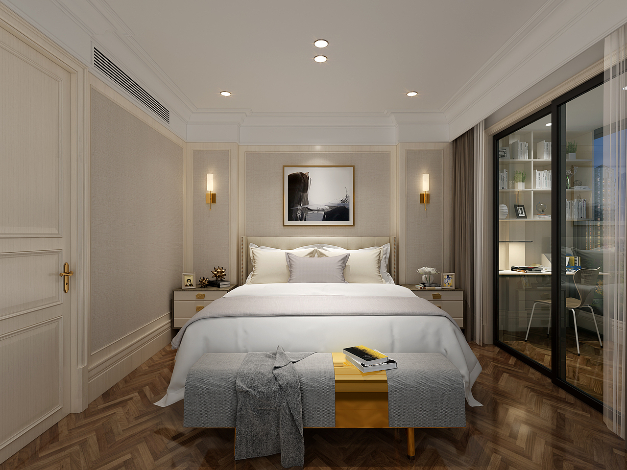 ————书房
<br> 以在软装上主要以黑白灰以及浅咖为主要基色,在硬装上主要以开放式的空间装修为代表,用最少的装饰设计来表达其装修主题讲究整体的随性和自然时尚的风格特性。<br> ---------- Study<br><br><br><br>In soft clothes, black and white ash and light caffeine are the main basic colors, while in hard clothes, open space decoration is the main representative, and the decoration theme with the least decoration design to express its overall casual and natural fashion style characteristics