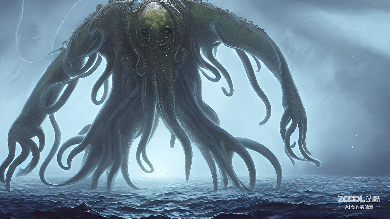 #AI创作实验室#巨大的无以名状的克苏鲁在黑暗的深海里（图ZMzIxMTY3OTYw） - AI作品 - 站酷设计师自然选择号原创素材 - 站酷ZCOOL