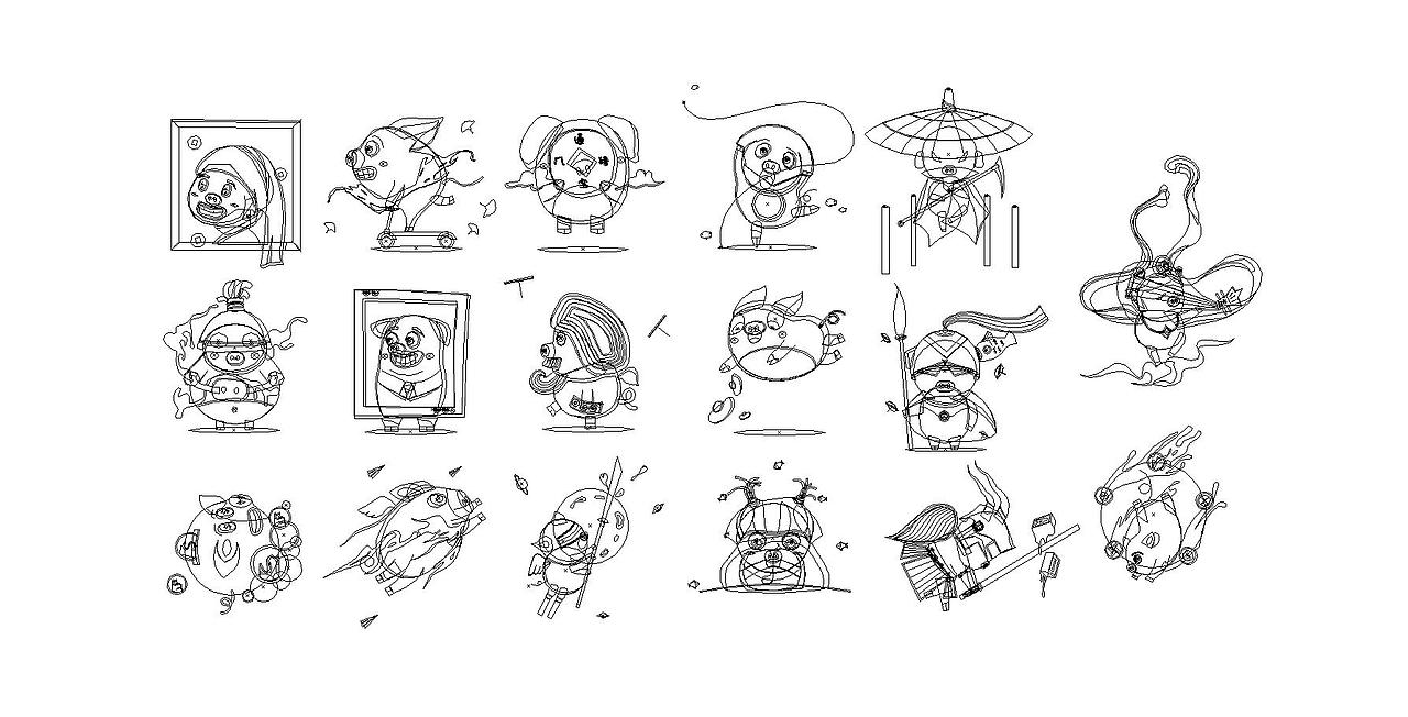 《解锁猪的十七种角色》（图ZMTQzMzE1NjY0） - 创作习作 - 站酷设计师春日青一原创素材 - 站酷ZCOOL