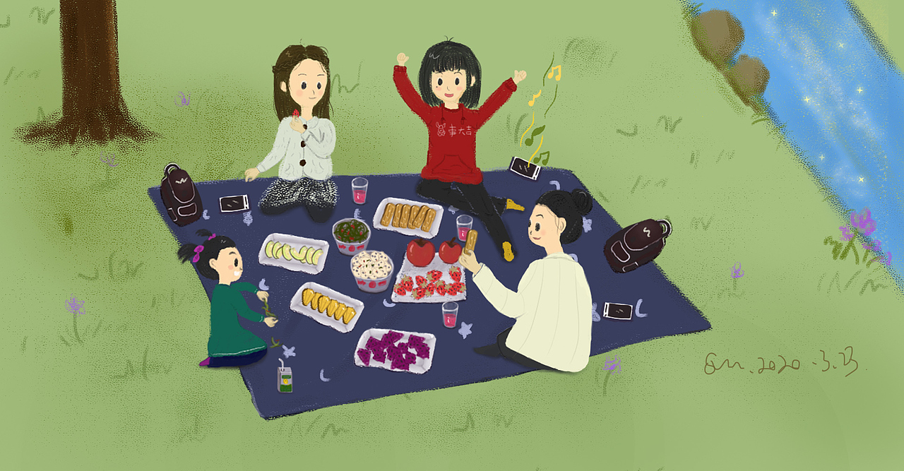 我和姐姐以及小侄女 为什么想起来画画呢 因为后来发现我们居然没有拍自己的照片 好气哦 还好我记在脑子里了 留个念
后来把这图用在了工作需求上 一举两得^_^