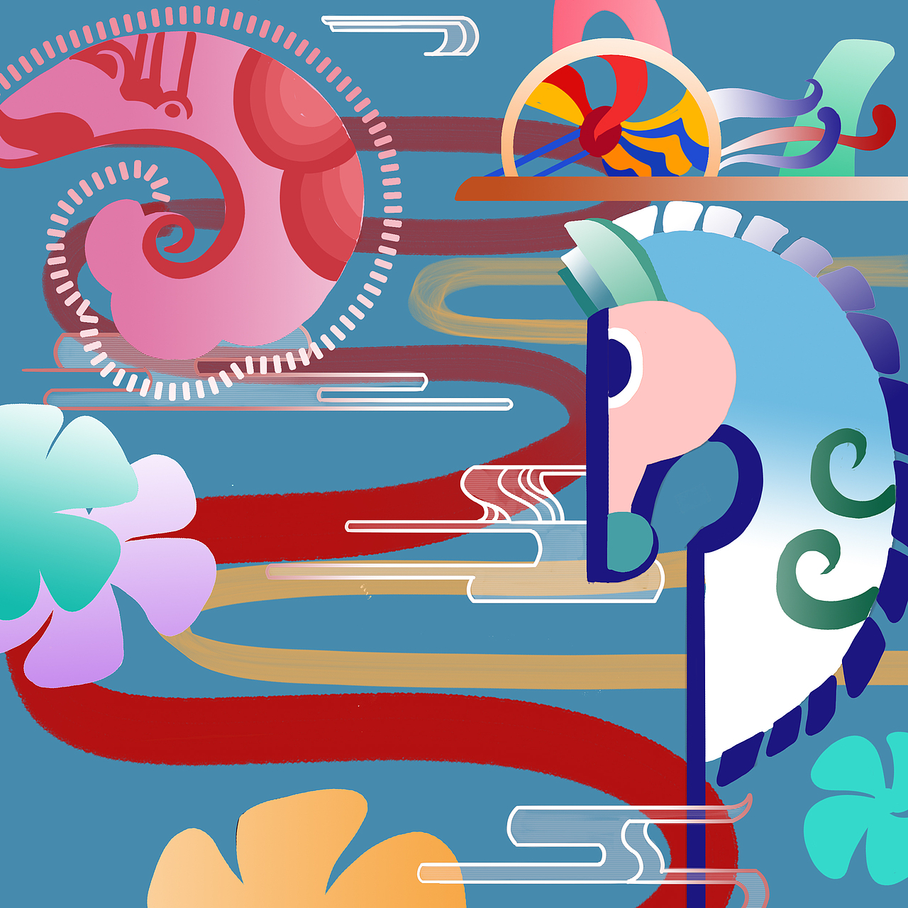 蒙古元素商业插画