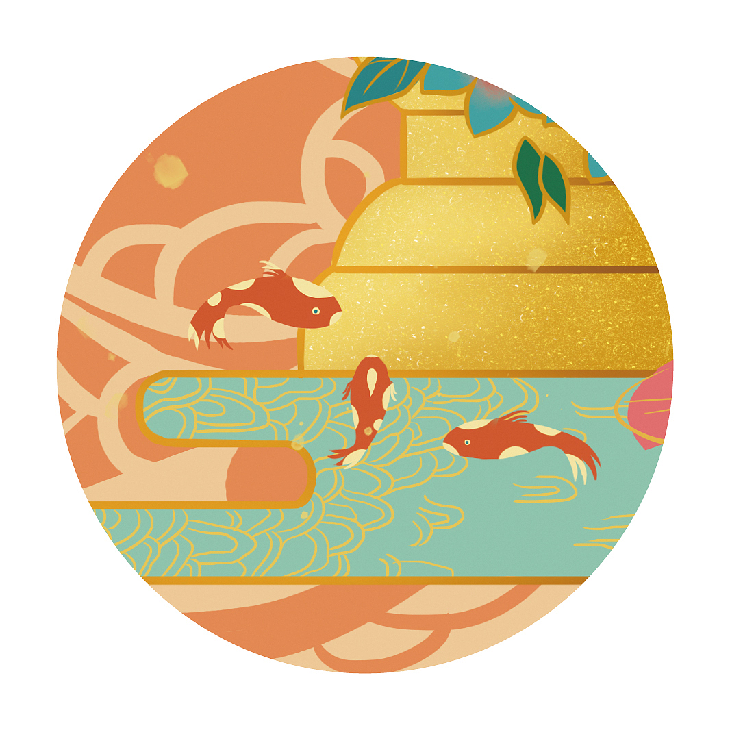 国潮风插画三潭 凤凰