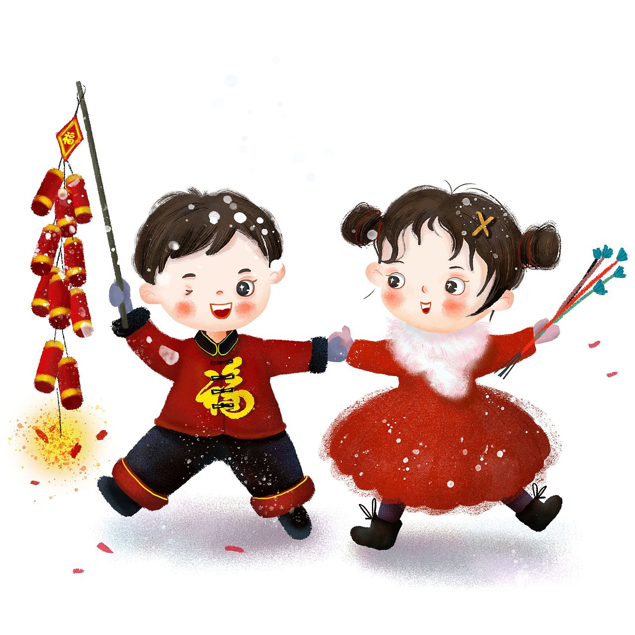 春节小孩卡通图图片