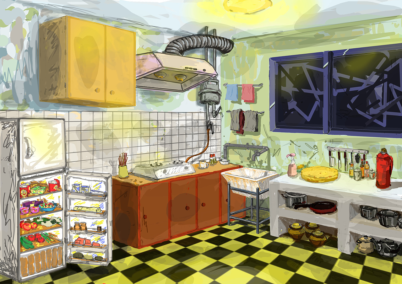 厨房-练习|动漫|单幅漫画|小P孩动画 - 原创作品 - 站酷 (ZCOOL)