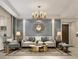 中海锦苑140平四室装修简约美式风格装修样板间设计