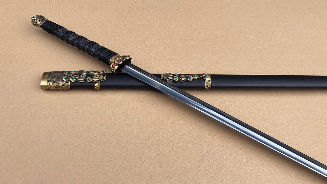 螭龙双手秦剑 特制双槽大瓦面剑背起脊