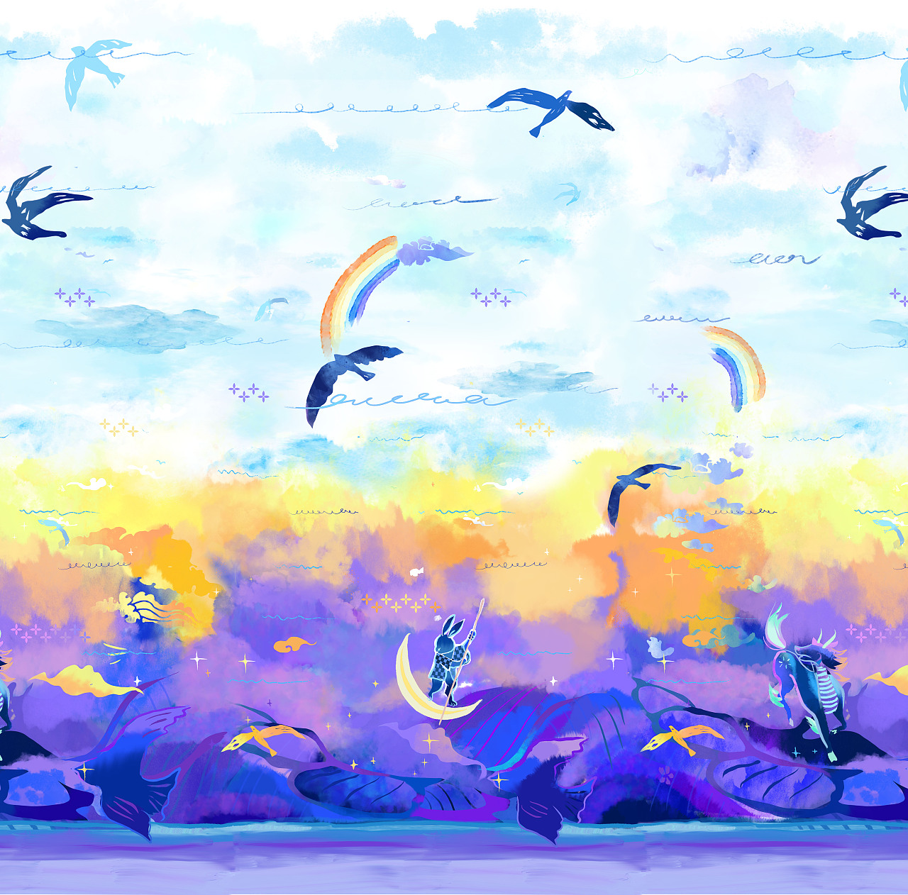 海洋与神兽 插画设计