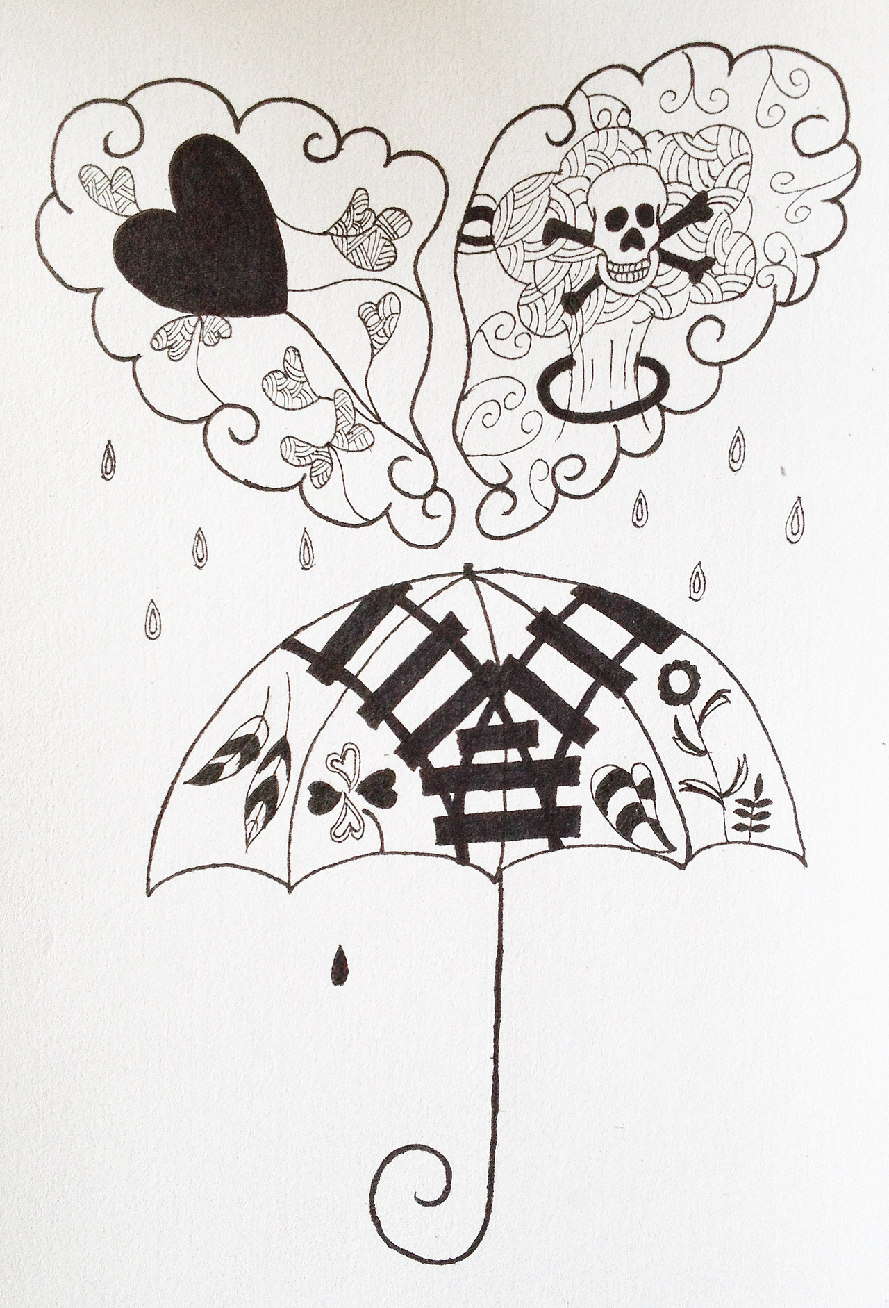 雨伞和爱心的联想