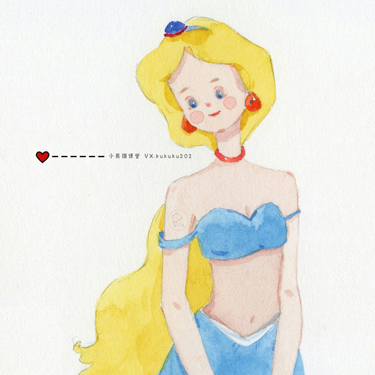 水彩少女手绘插画迪士尼公主卡通水彩教程头像壁纸治愈