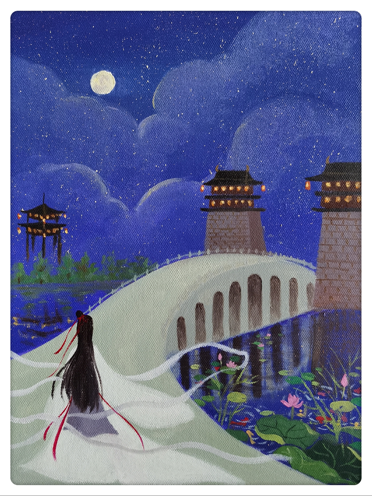 洛阳八大景油画洛神游洛阳