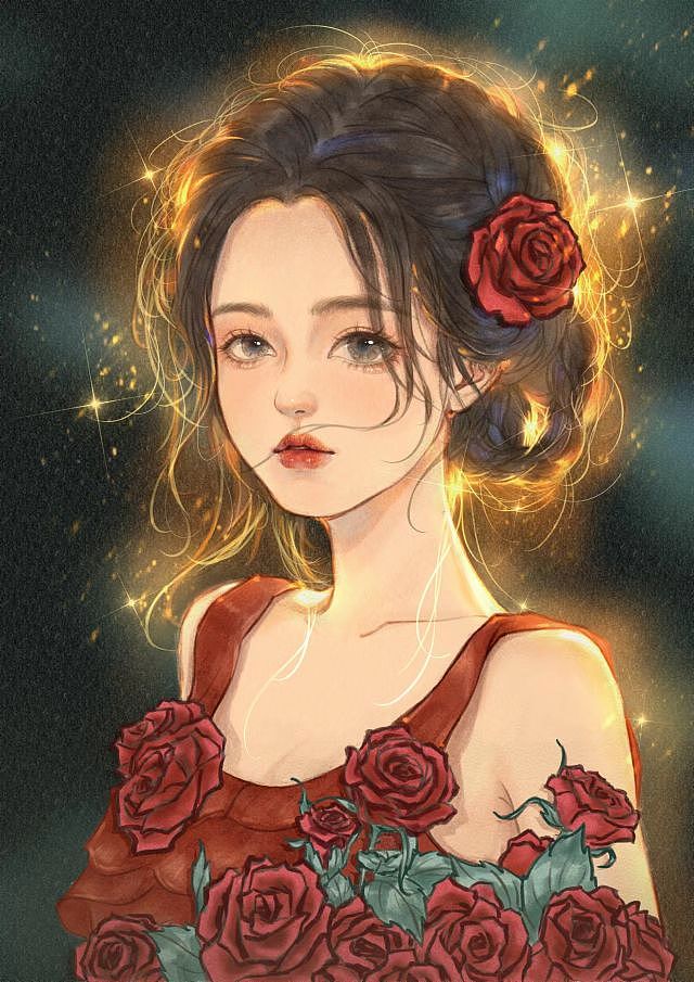 半厚涂人像 水彩风